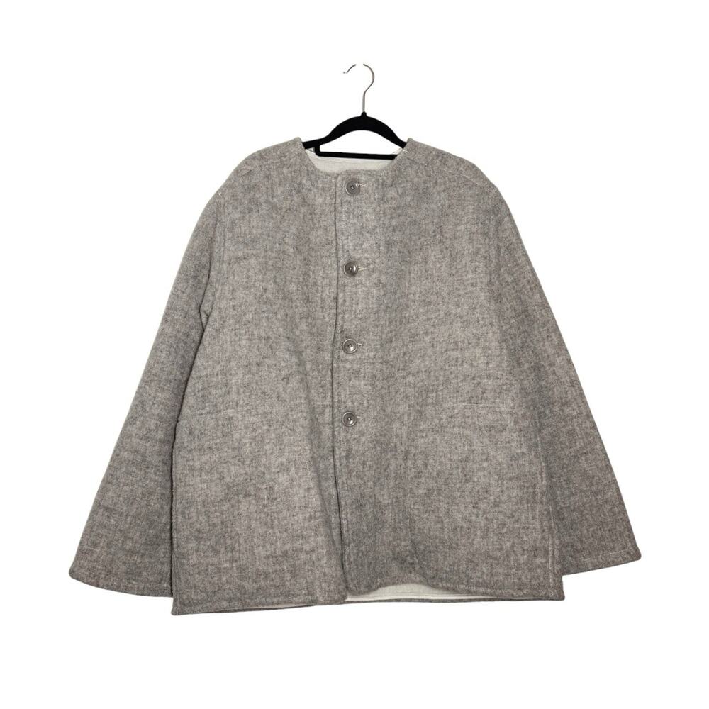 Rudy Jude Gray Beige Natural Shetland Wool Liner Coat Medium